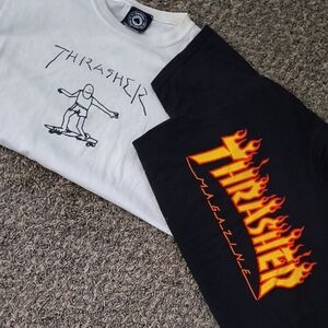 Thrasher Black and White Short Sleeve Tees